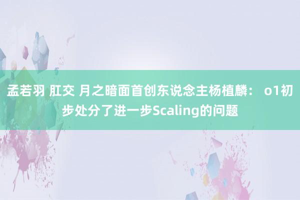 孟若羽 肛交 月之暗面首创东说念主杨植麟： o1初步处分了进一步Scaling的问题