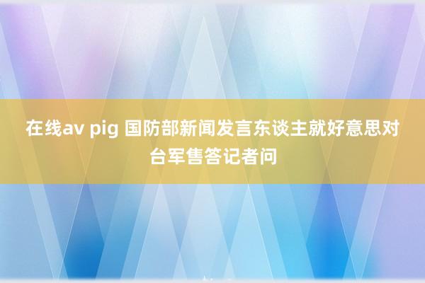 在线av pig 国防部新闻发言东谈主就好意思对台军售答记者问