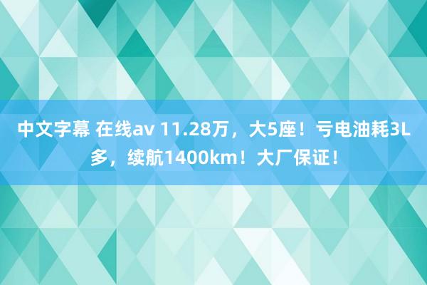 中文字幕 在线av 11.28万，大5座！亏电油耗3L多，续航1400km！大厂保证！