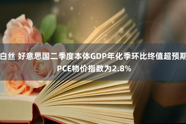 白丝 好意思国二季度本体GDP年化季环比终值超预期 PCE物价指数为2.8%