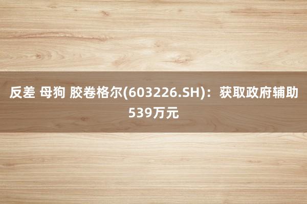 反差 母狗 胶卷格尔(603226.SH)：获取政府辅助539万元