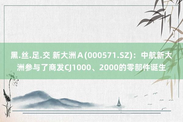 黑.丝.足.交 新大洲Ａ(000571.SZ)：中航新大洲参与了商发CJ1000、2000的零部件诞生