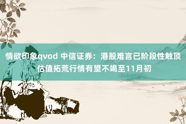 情欲印象qvod 中信证券：港股难言已阶段性触顶 估值拓荒行情有望不竭至11月初