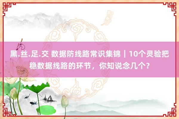 黑.丝.足.交 数据防线路常识集锦｜10个灵验把稳数据线路的环节，你知说念几个？