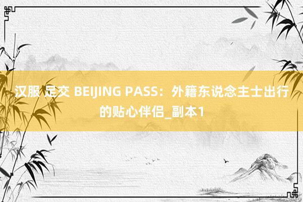 汉服 足交 BEIJING PASS：外籍东说念主士出行的贴心伴侣_副本1