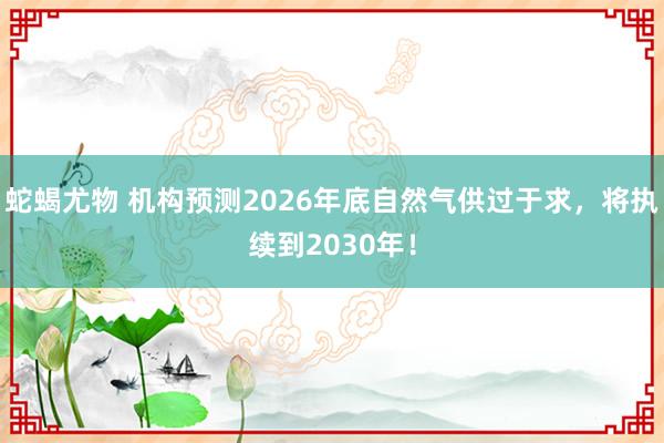 蛇蝎尤物 机构预测2026年底自然气供过于求，将执续到2030年！