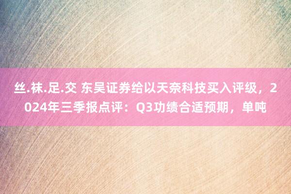 丝.袜.足.交 东吴证券给以天奈科技买入评级，2024年三季报点评：Q3功绩合适预期，单吨