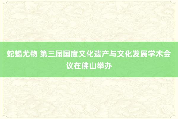 蛇蝎尤物 第三届国度文化遗产与文化发展学术会议在佛山举办