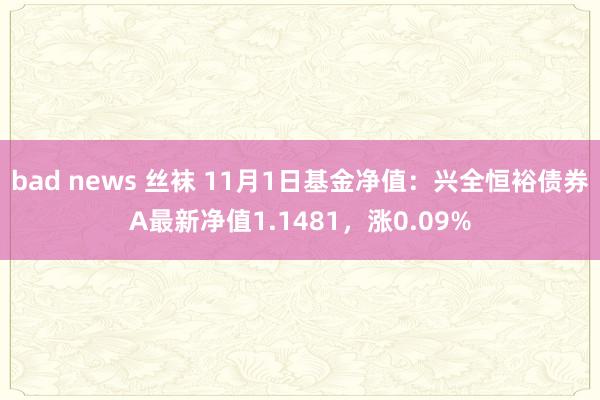 bad news 丝袜 11月1日基金净值：兴全恒裕债券A最新净值1.1481，涨0.09%