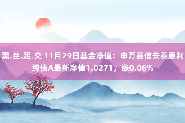 黑.丝.足.交 11月29日基金净值：申万菱信安泰惠利纯债A最新净值1.0271，涨0.06%