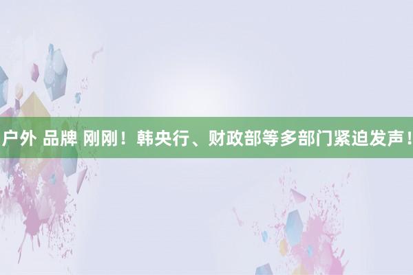 户外 品牌 刚刚！韩央行、财政部等多部门紧迫发声！