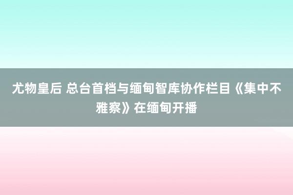 尤物皇后 总台首档与缅甸智库协作栏目《集中不雅察》在缅甸开播