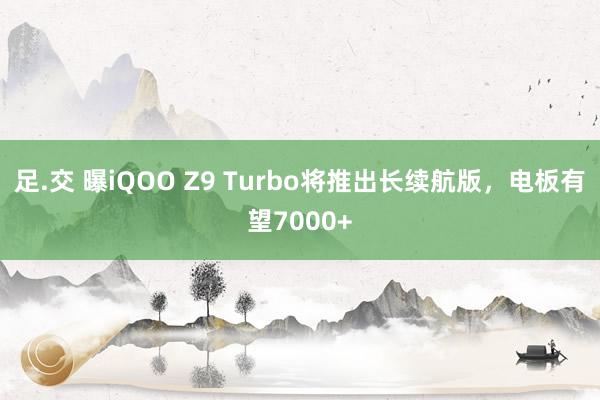 足.交 曝iQOO Z9 Turbo将推出长续航版，电板有望7000+