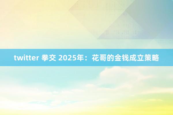 twitter 拳交 2025年：花哥的金钱成立策略