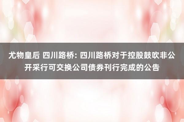 尤物皇后 四川路桥: 四川路桥对于控股鼓吹非公开采行可交换公司债券刊行完成的公告