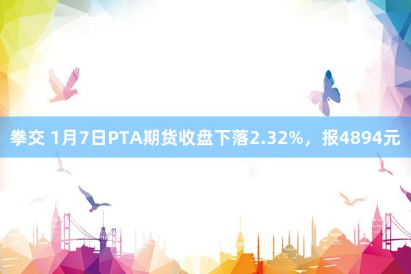 拳交 1月7日PTA期货收盘下落2.32%，报4894元