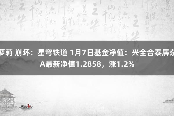 萝莉 崩坏：星穹铁道 1月7日基金净值：兴全合泰羼杂A最新净值1.2858，涨1.2%