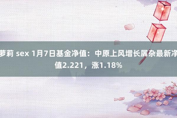 萝莉 sex 1月7日基金净值：中原上风增长羼杂最新净值2.221，涨1.18%