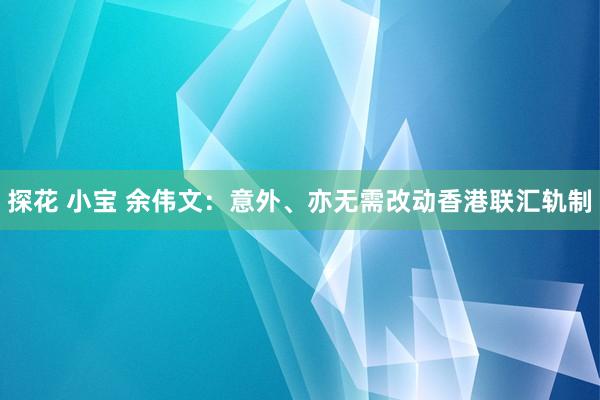 探花 小宝 余伟文：意外、亦无需改动香港联汇轨制