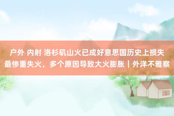 户外 内射 洛杉矶山火已成好意思国历史上损失最惨重失火，多个原因导致大火膨胀｜外洋不雅察