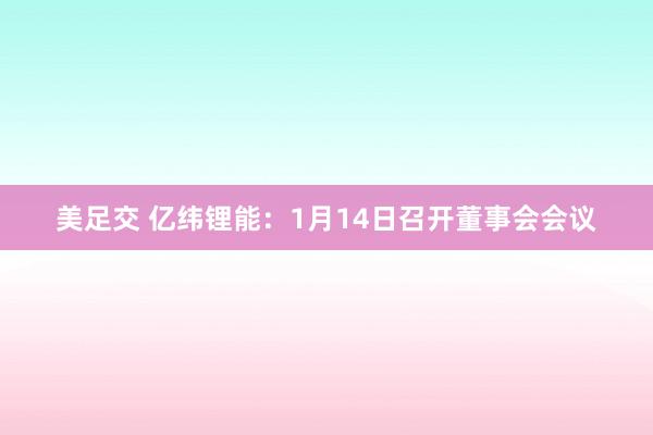 美足交 亿纬锂能：1月14日召开董事会会议